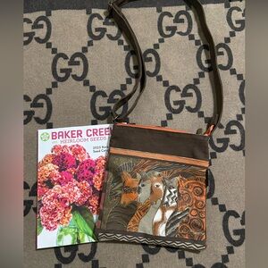Laurel Burch Brown and Orange Animal Print Crossbody Bag